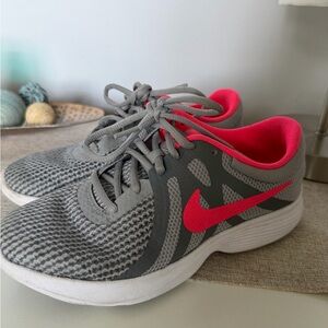 Nike Gray with Pink Accents Running Shoes